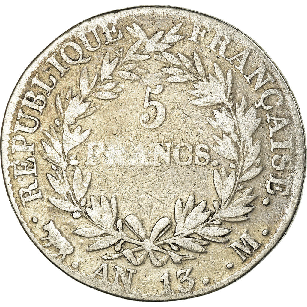 Monnaie, France, Napoléon I, 5 Francs, AN 13, Toulouse, B+, Argent