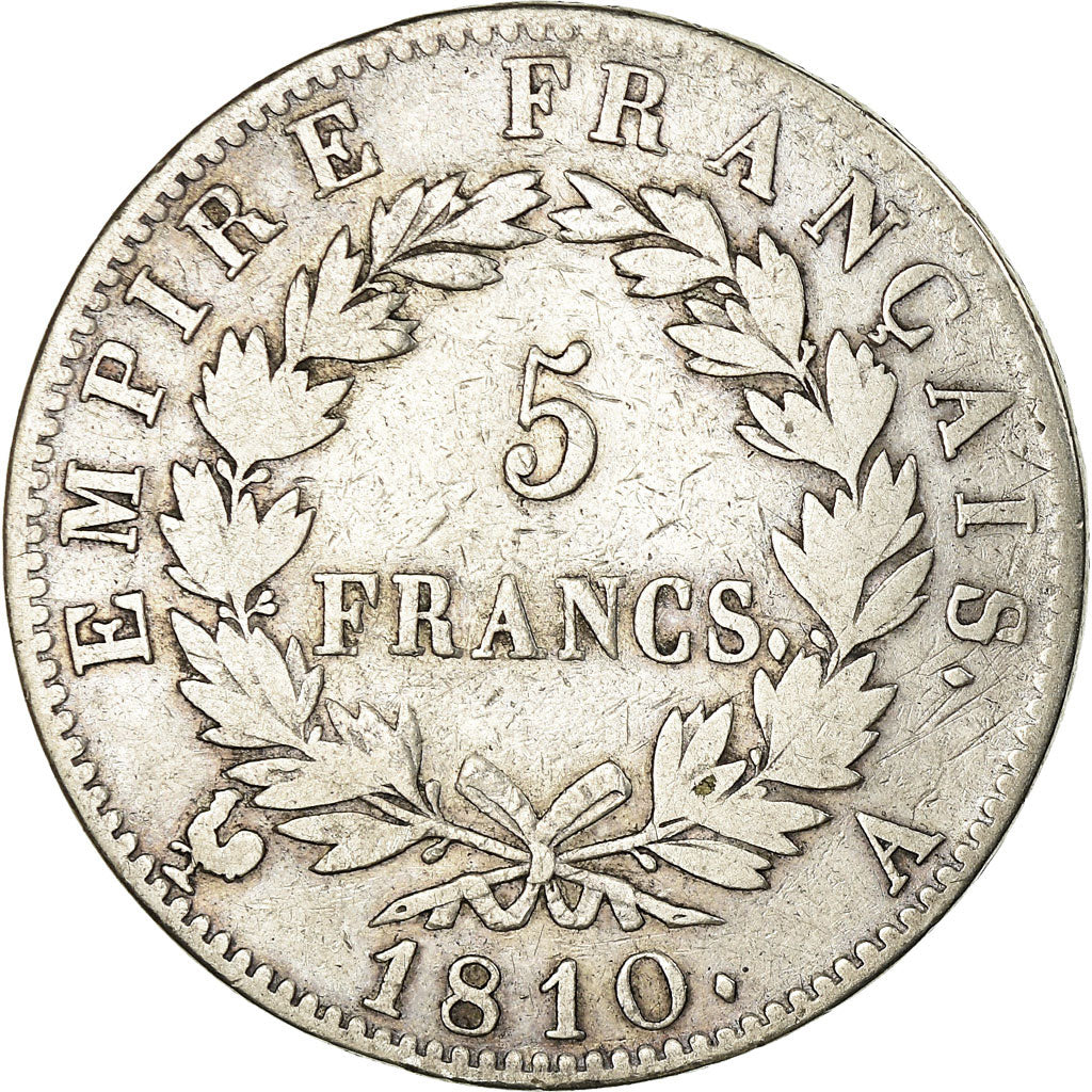 Coin, France, Napoléon I, 5 Francs, 1810, Paris, VF(30-35), Silver, KM:694.1