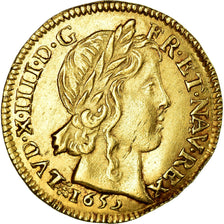 Moneta, Francia, Louis XIV, Louis d'or à la mèche longue, 1652, Tours, BB+