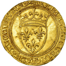 Moneta, Francja, Charles VI, Écu d'or à la couronne, AU(50-53), Złoto