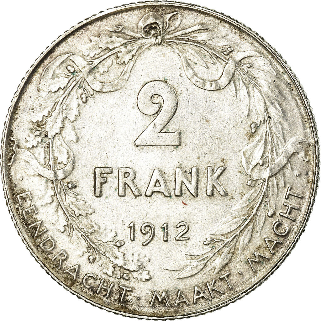 Coin, Belgium, 2 Francs, 2 Frank, 1912, EF(40-45), Silver, KM:75