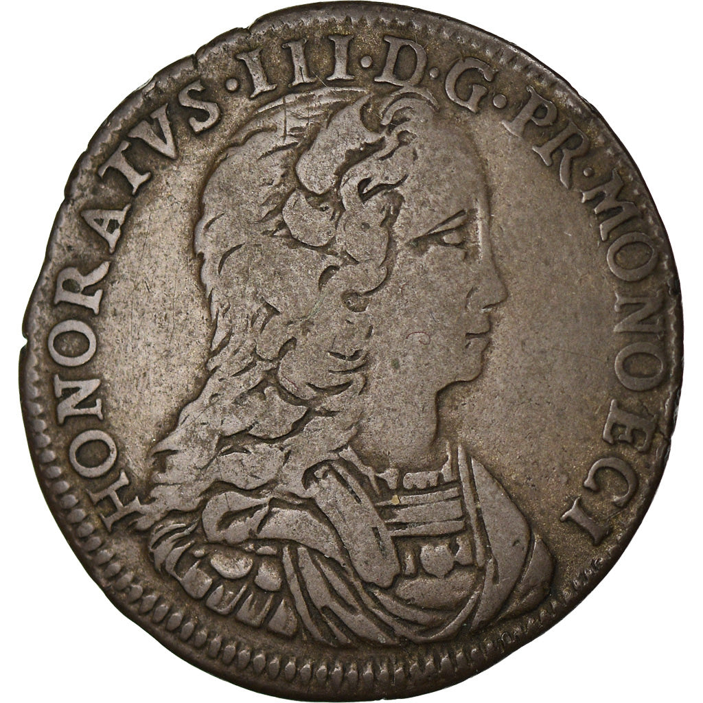 Coin, Monaco, Honore III, 3 Sols, Pezetta, 1734, Monaco, VF(30-35), Billon