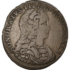 Moneta, Monaco, Honore III, 3 Sols, Pezetta, 1734, Monaco, MB+, Biglione, KM:85