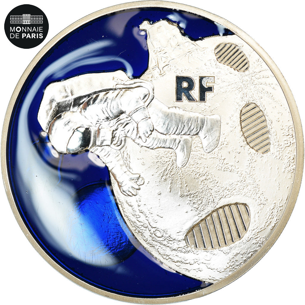 Francia, 10 Euro, PREMIER PAS SUR LA LUNE, 2019, FDC, Argento
