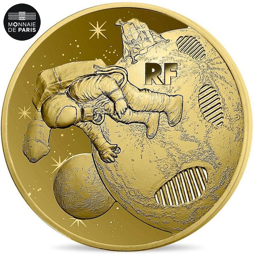 France, 50 Euro, PREMIER PAS SUR LA LUNE, 2019, MS(65-70), Gold
