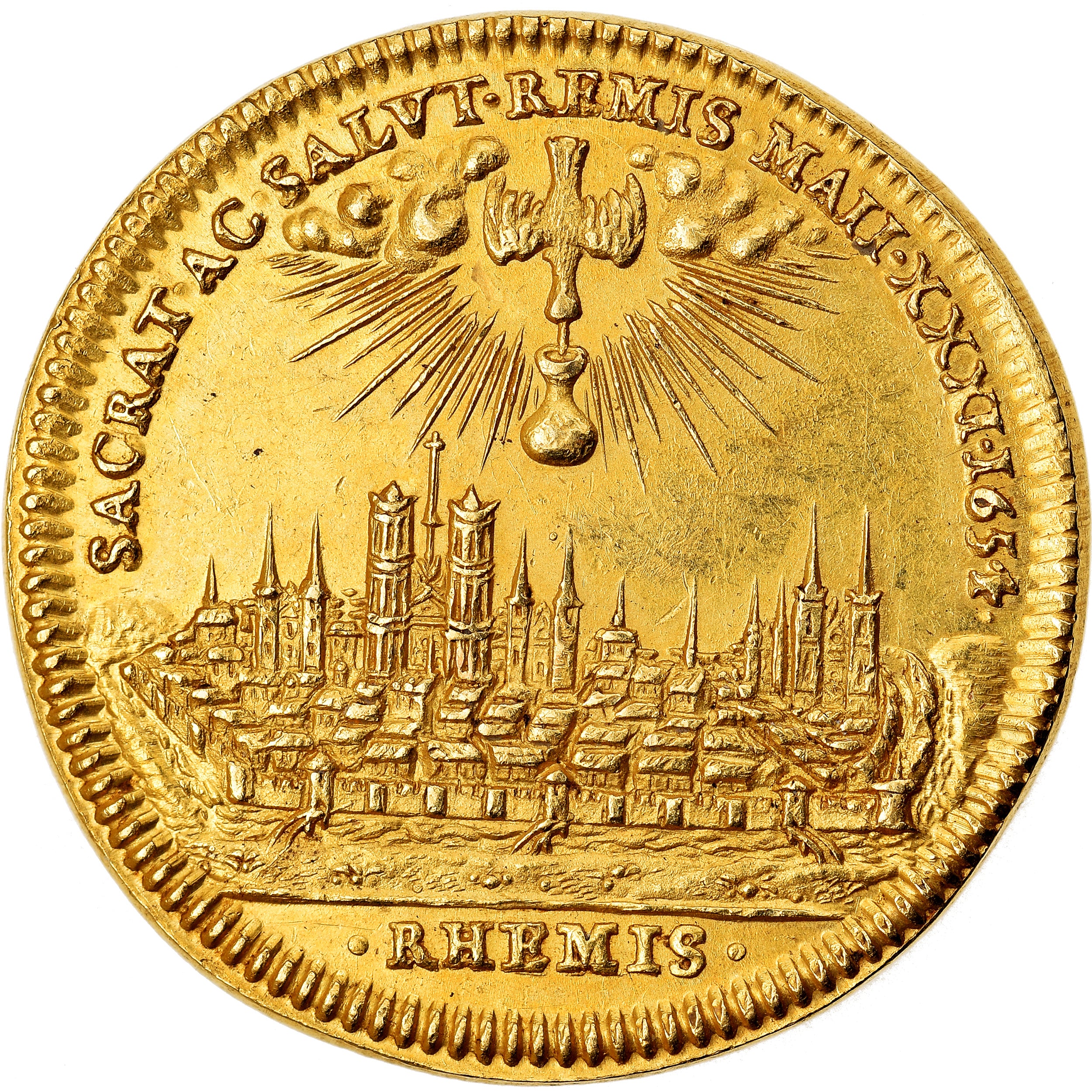 France, Jeton, SACRE DE LOUIS XIV, 1654, AU(55-58), Gold