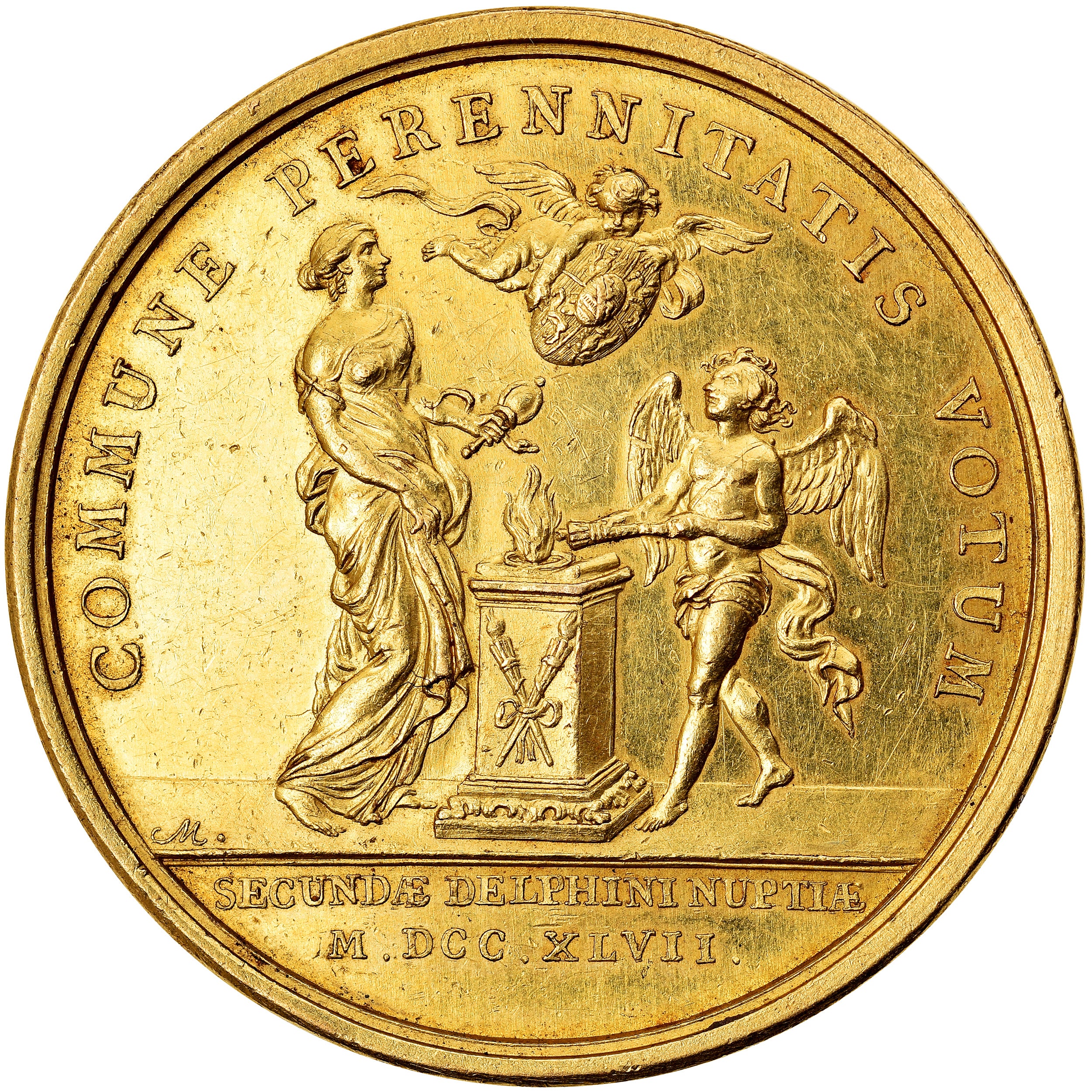 France, Medal, SECOND MARIAGE DU DAUPHIN ET DE MARIE JOSEPH DE SAXE, AU(55-58)