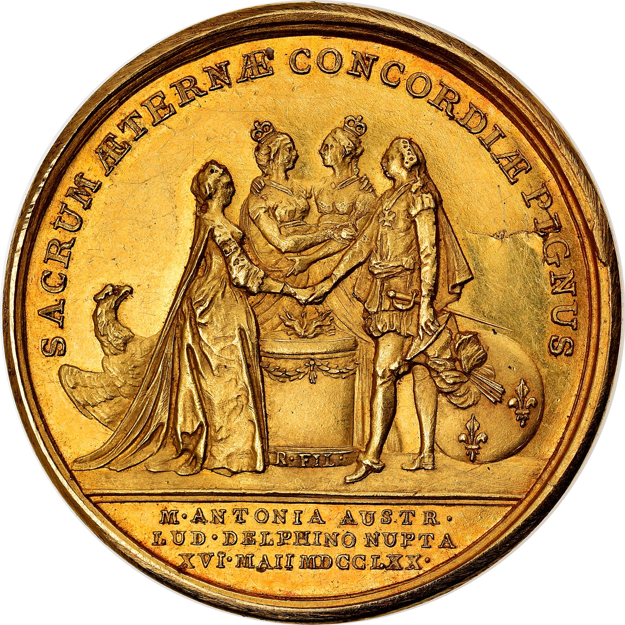 França, Medal, 1770, MEDAILLE DE MARIAGE DE LOUIS XVI ET MARIE ANTOINETTE