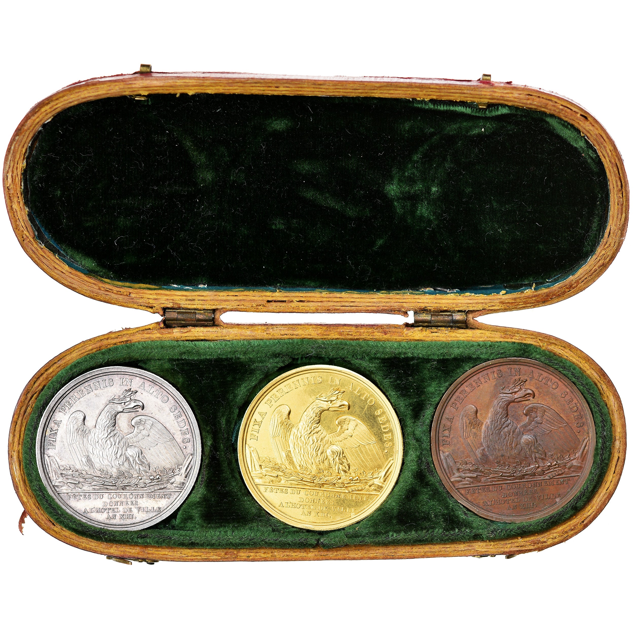 France, Medal, An XIII, NAPOLEON IER - COFFRET DE 3 MEDAILLES, AU(55-58)