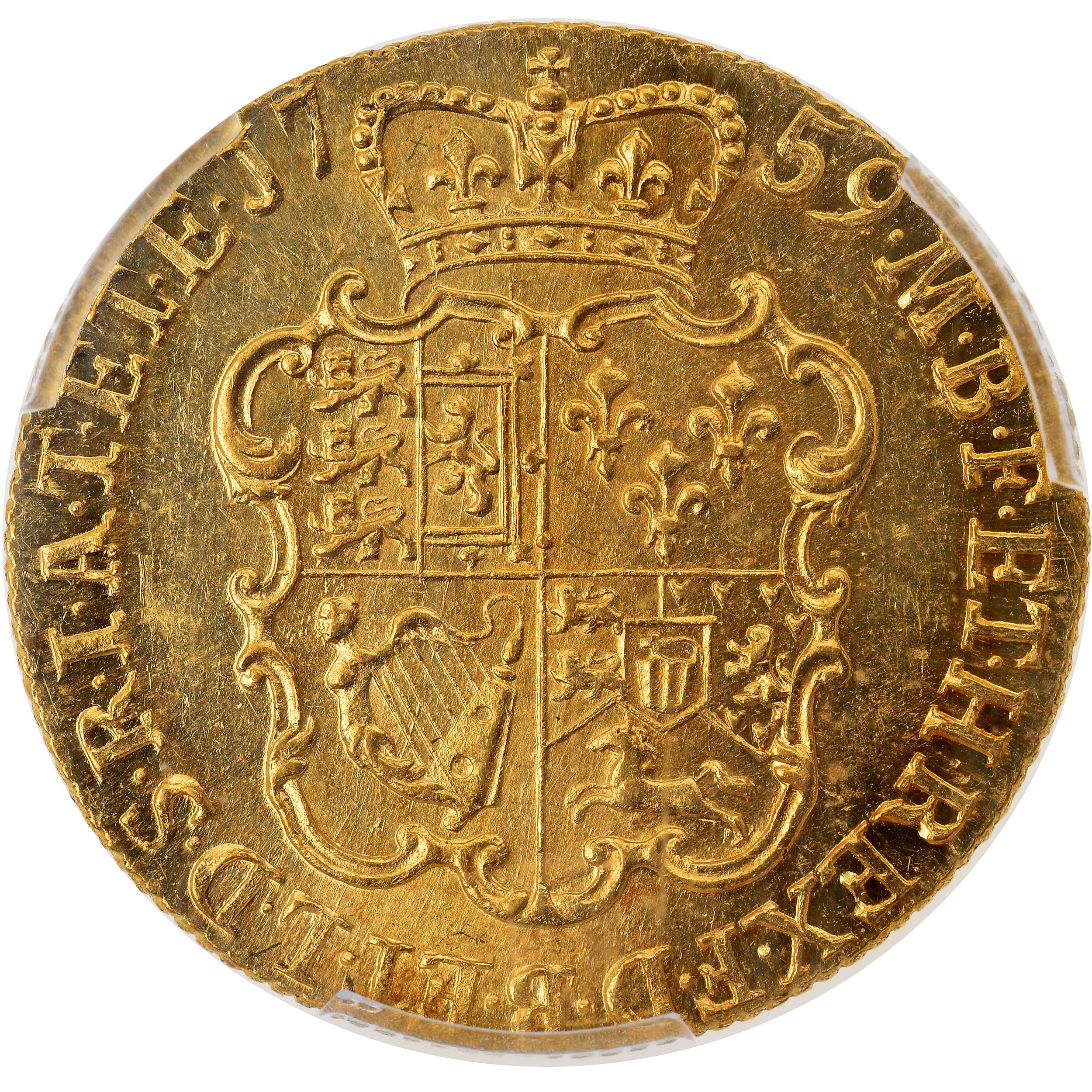 Coin, Great Britain, George II, Guinea, 1759, PCGS, MS64, MS(64), Gold, KM:588