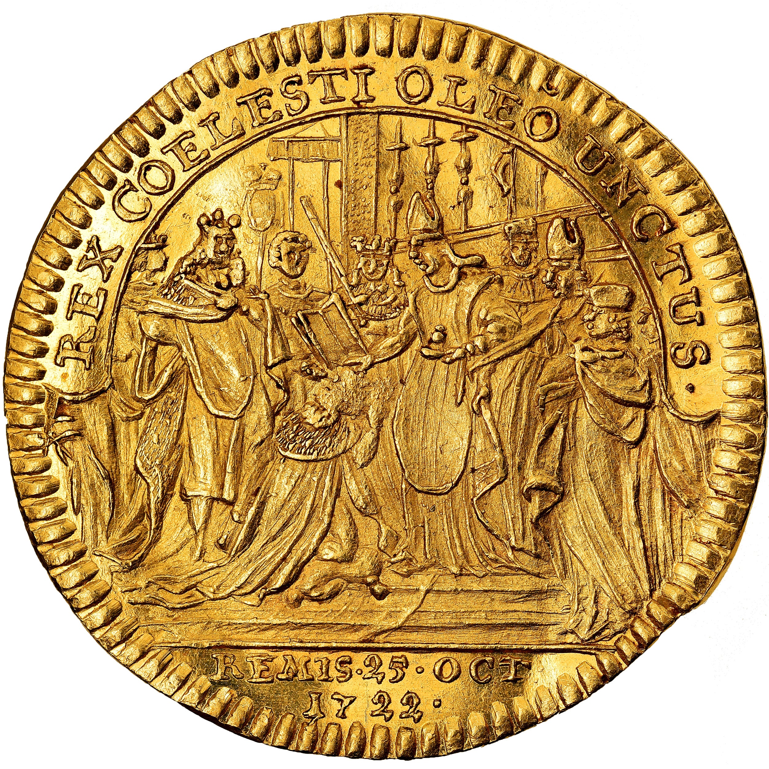 France, Jeton, Louis XV, Sacre, 1722, AU(55-58), Gold