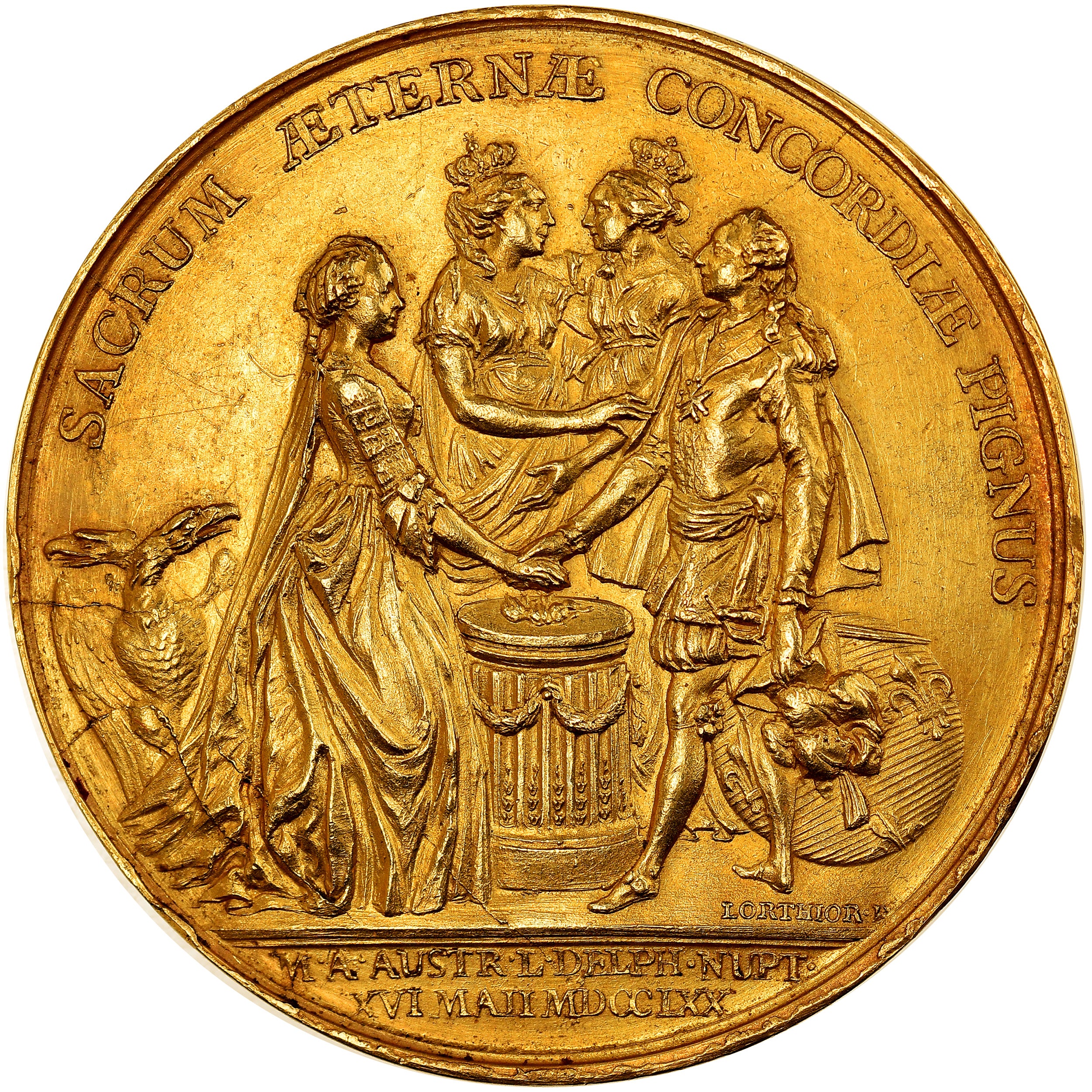 France, Medal, Mariage du Dauphin Louis XVI et Marie Antoinette, AU(55-58), Gold