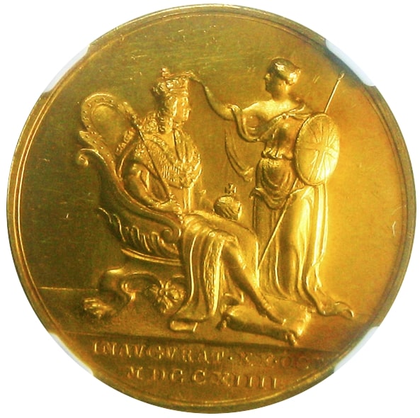 United Kingdom, Medaille, Couronnement de Georges Ier, 1714, UNZ, Gold