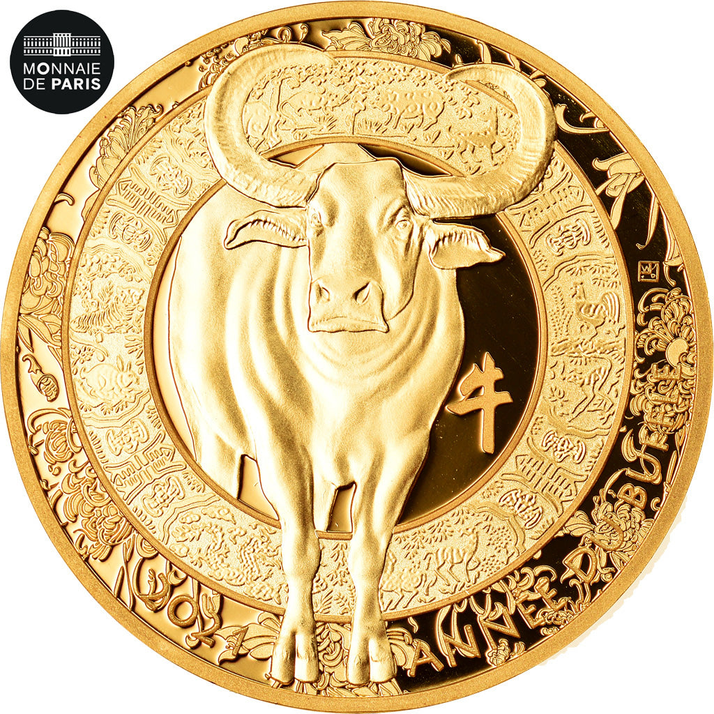 France, 50 Euro, CALENDRIER CHINOIS - ANNÉE DU BUFFLE, 2021, MS(65-70), Gold