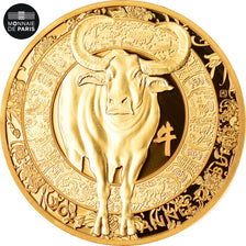 France, 50 Euro, CALENDRIER CHINOIS - ANNÉE DU BUFFLE, 2021, MS(65-70), Gold