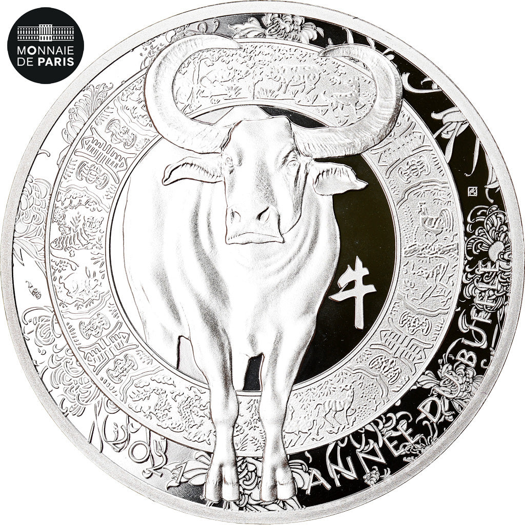 France, 10 Euro, CALENDRIER CHINOIS - ANNÉE DU BUFFLE, 2021, FDC, Argent