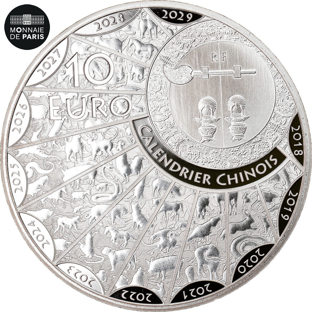 France, 10 Euro, CALENDRIER CHINOIS - ANNÉE DU BUFFLE, 2021, FDC, Argent