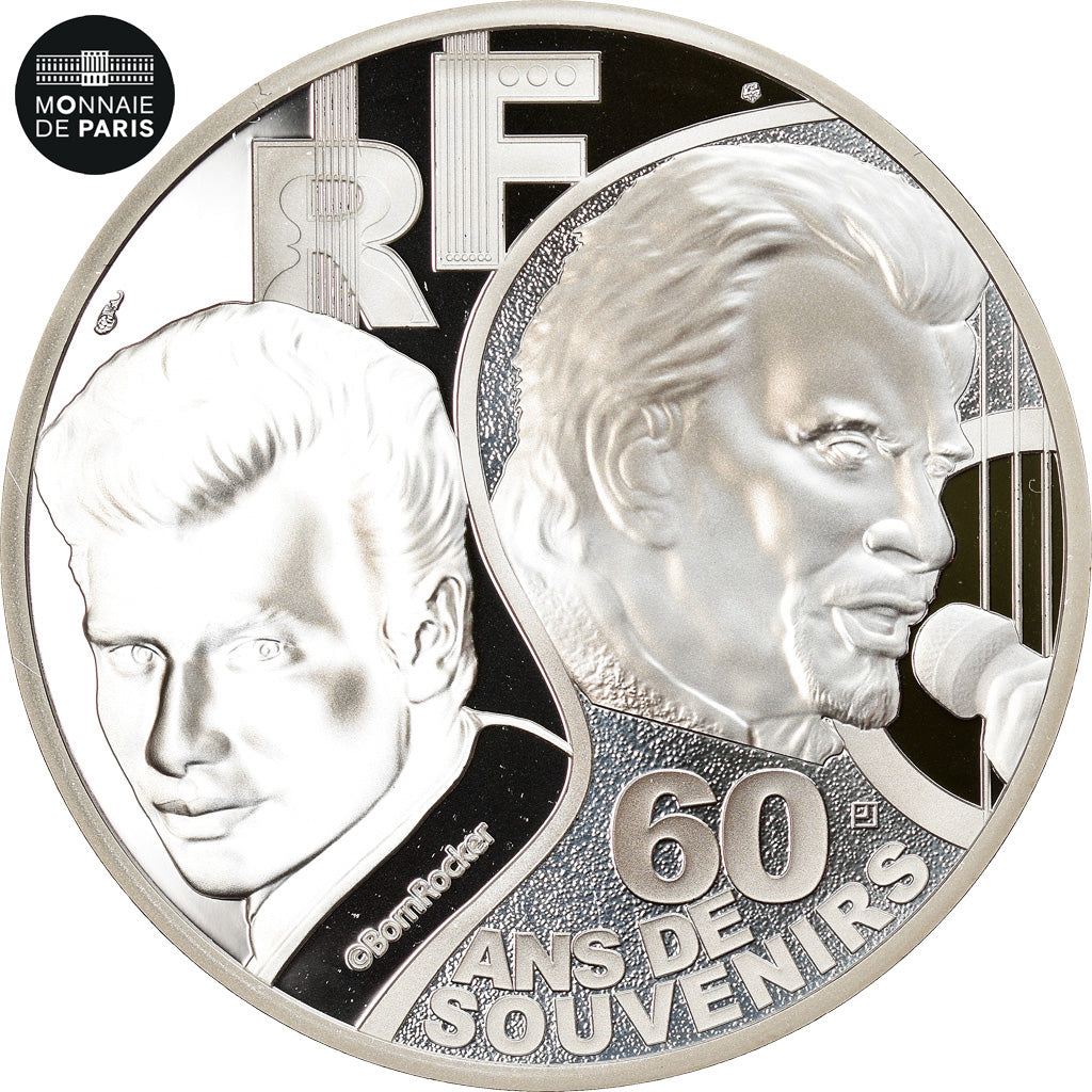 Frankrijk, 10 Euro, 2020, Johnny Hallyday, FDC, Zilver