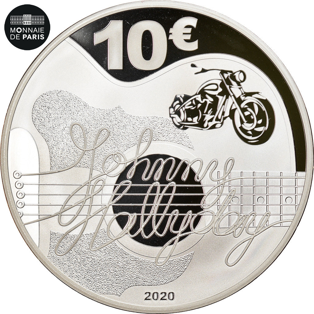 Frankrijk, 10 Euro, 2020, Johnny Hallyday, FDC, Zilver