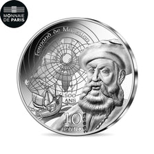 France, 10 Euro, MAGELLAN ET ART MANUELIN, 2021, MS(65-70), Silver
