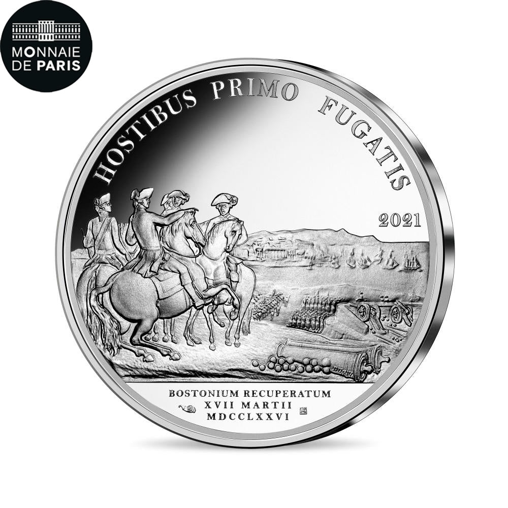 Francja, 10 Euro, ARRIVEE DE WASHINGTON A BOSTON, 2021, MS(65-70), Srebro