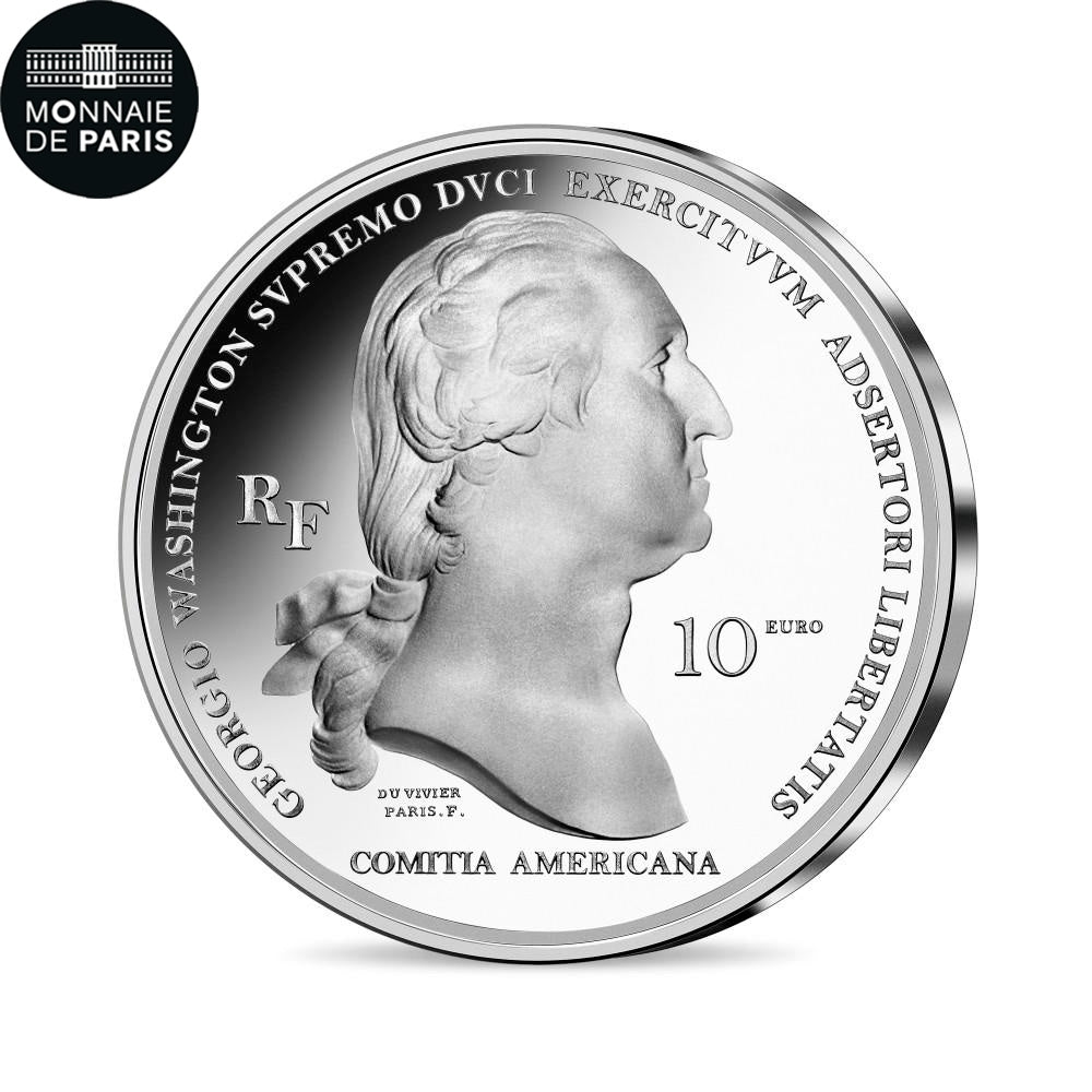Francja, 10 Euro, ARRIVEE DE WASHINGTON A BOSTON, 2021, MS(65-70), Srebro