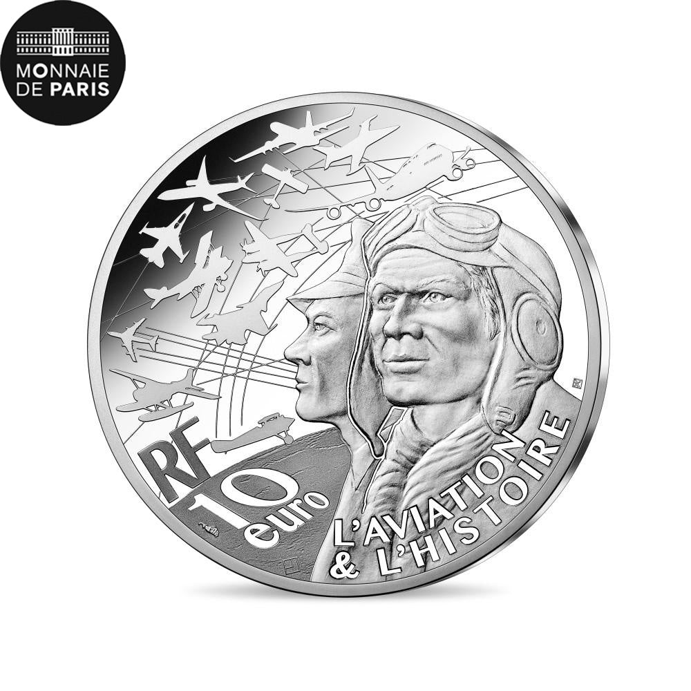 Francja, 10 Euro, MUSTANG P-51, 2021, MS(65-70), Srebro