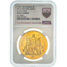 Moneda, Francia, Union et Force, 5 Francs, An 10, Paris, NGC, PF62 CAMEO, EBC+