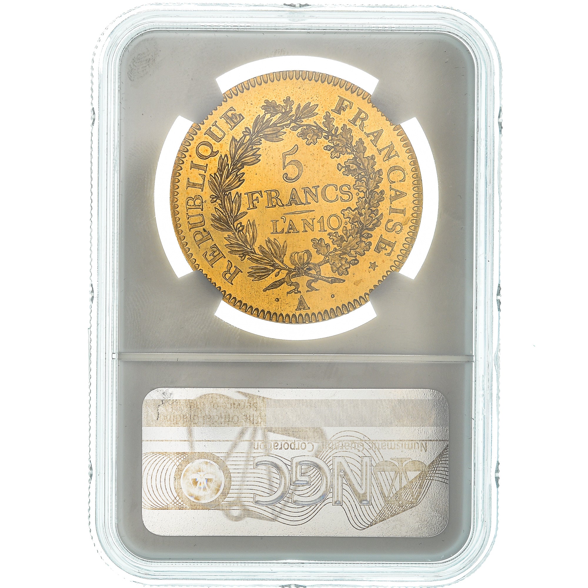 Coin, France, Union et Force, 5 Francs, An 10, Paris, NGC, PF62 CAMEO