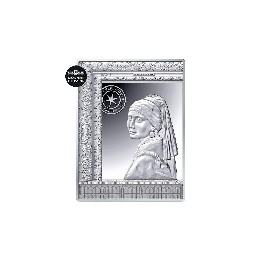 Francja, 10 Euro, LA JEUNE FILLE À LA PERLE, 2021, MS(65-70), Srebro