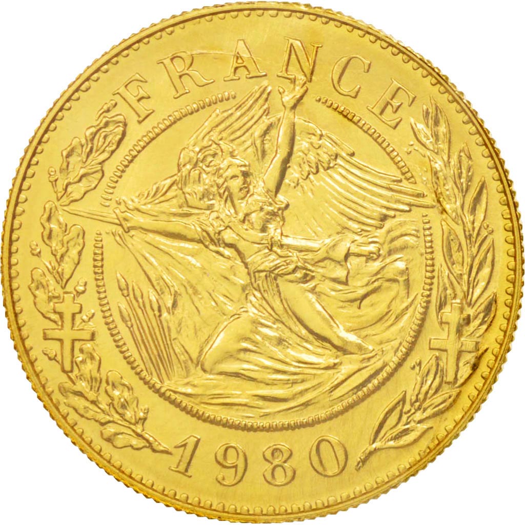 FRANCE, Charles de Gaulle, Medal, 1980, Gold 999.9