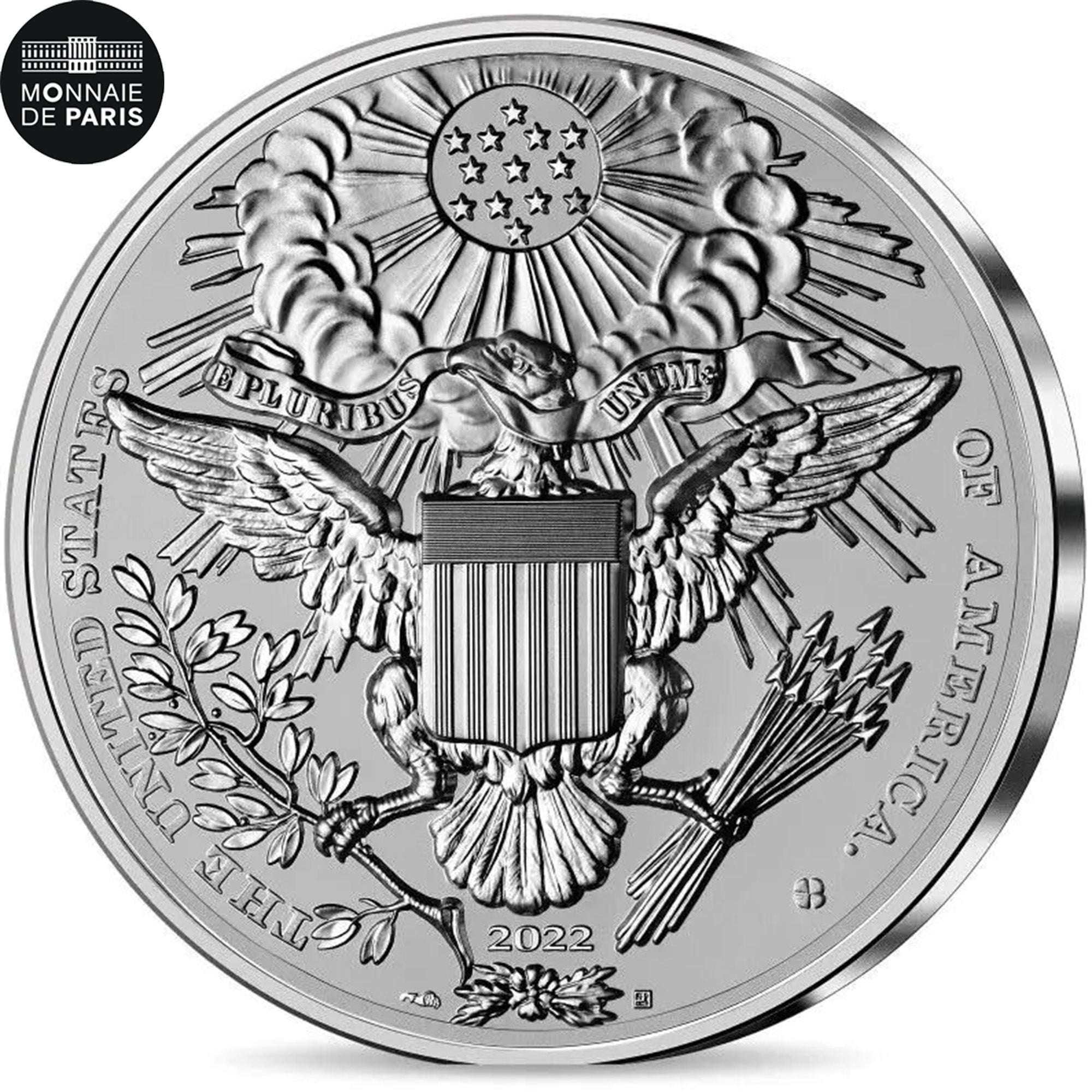 France, 25 Euro, 2022, Grand Sceau des Etats-Unis - 2OZ, FDC, Argent