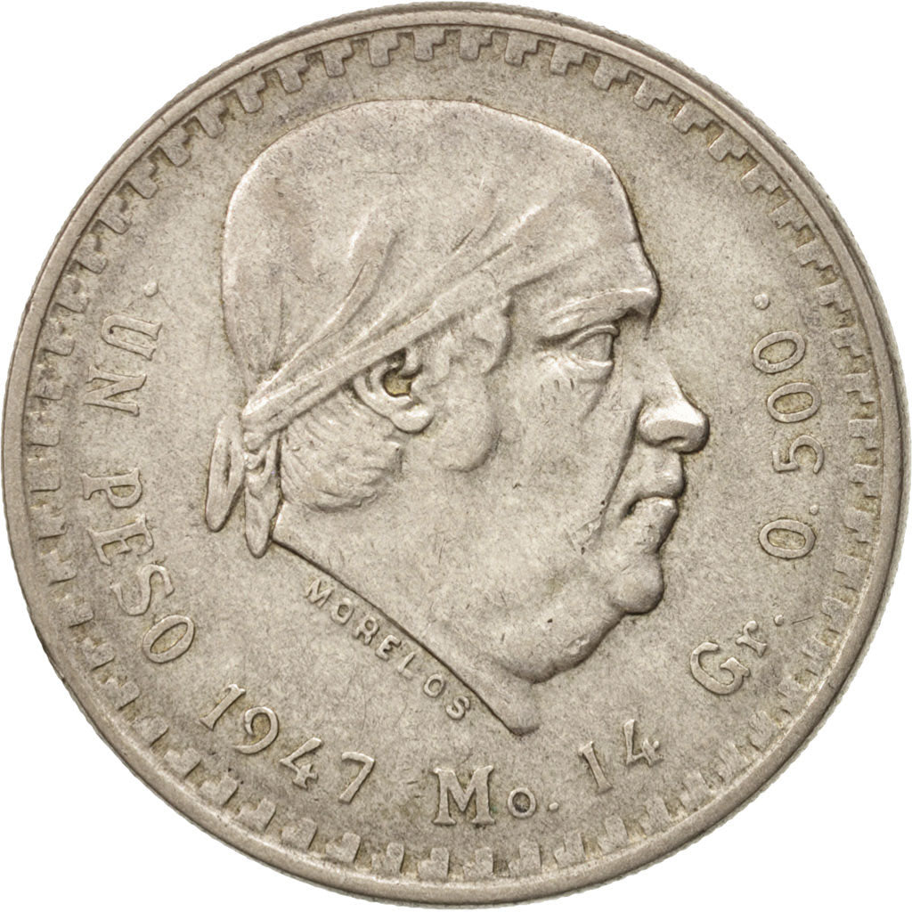 Messico, Peso, 1947, Mexico City, BB, Argento, KM:456