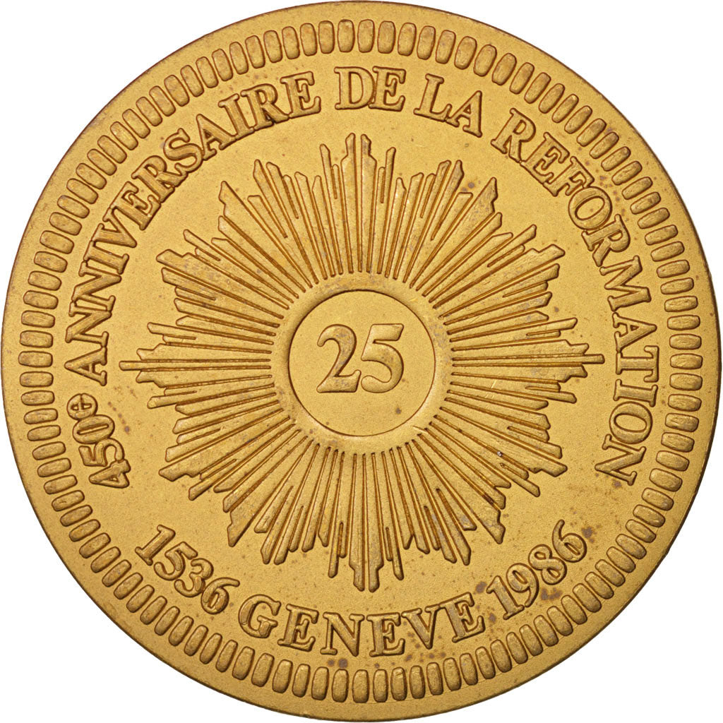 Suisse, Jeton, 25 Pistoles, 1986, 450ème anniversaire de la Réformation