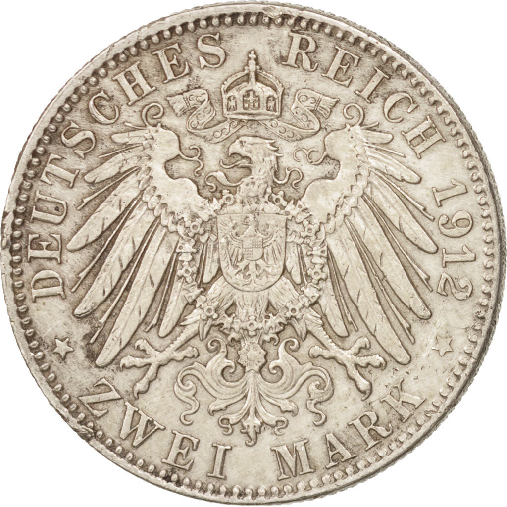 Coin, German States, BAVARIA, Otto, 2 Mark, 1912, Munich, EF(40-45), Silver