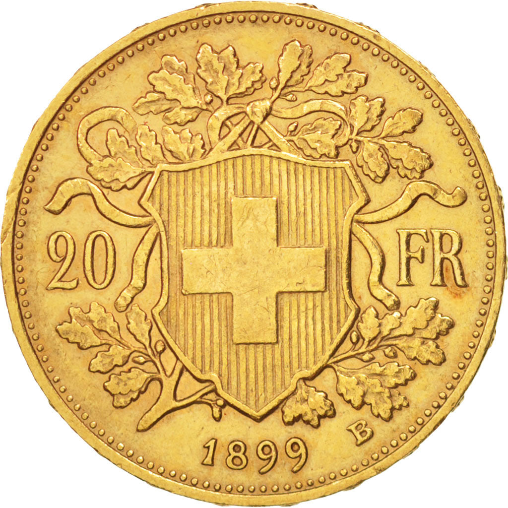 Switzerland, 20 Francs, 1899, Bern, Gold, KM:35.1