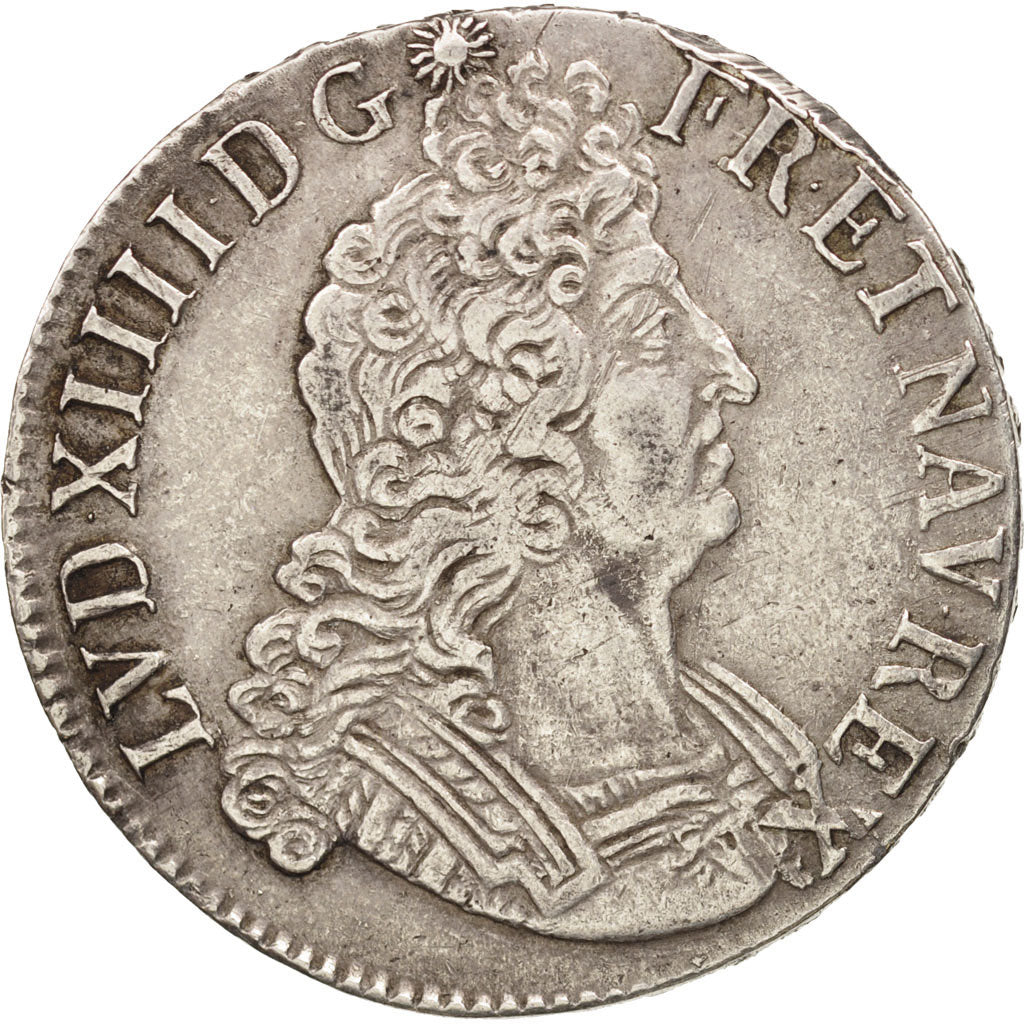 Francia, Louis XIV, Écu aux insignes, Ecu, 1702, Rouen, BB, Argento, KM:329....