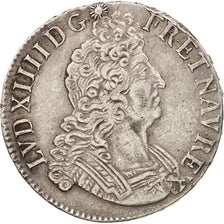 Francia, Louis XIV, Écu aux insignes, Ecu, 1702, Rouen, BB, Argento, KM:329....