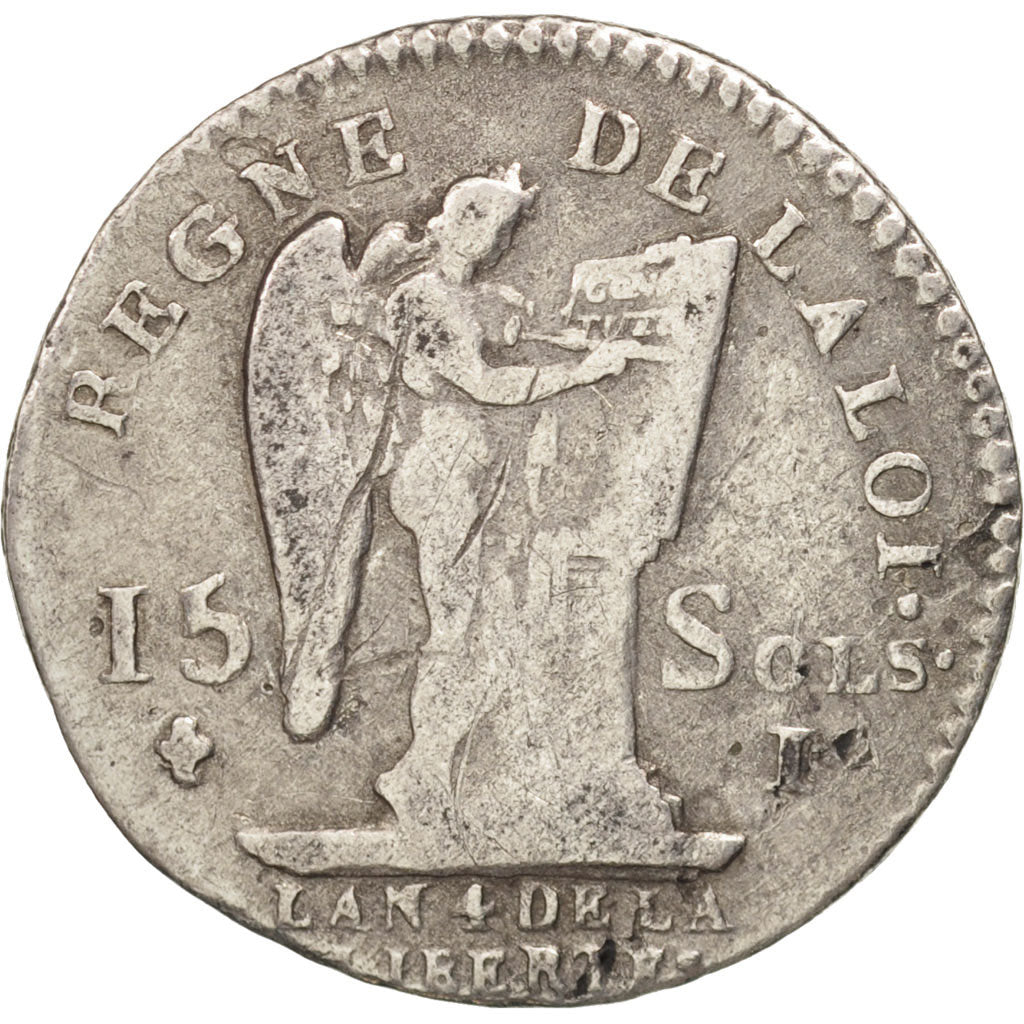 France, Louis XVI, 15 sols françois, 1792 I, Limoges, Silver, KM:604.5