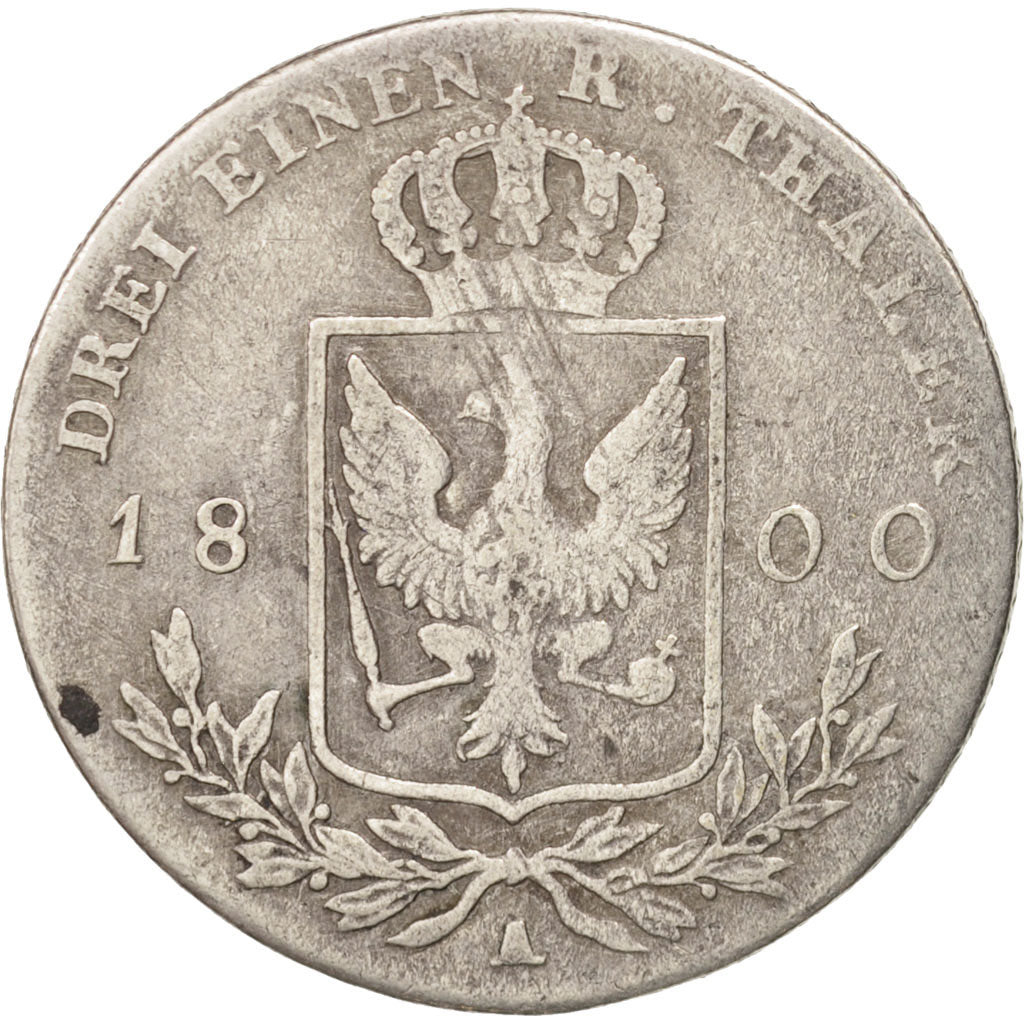 PRUSSIA, Friedrich Wilhelm III, 1/3 Thaler, 1800, Silver, KM:380