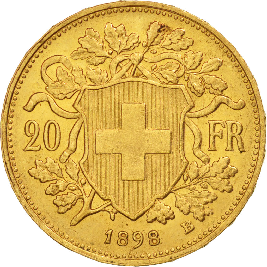 Switzerland, 20 Francs, 1898, Bern, Gold, KM:35.1