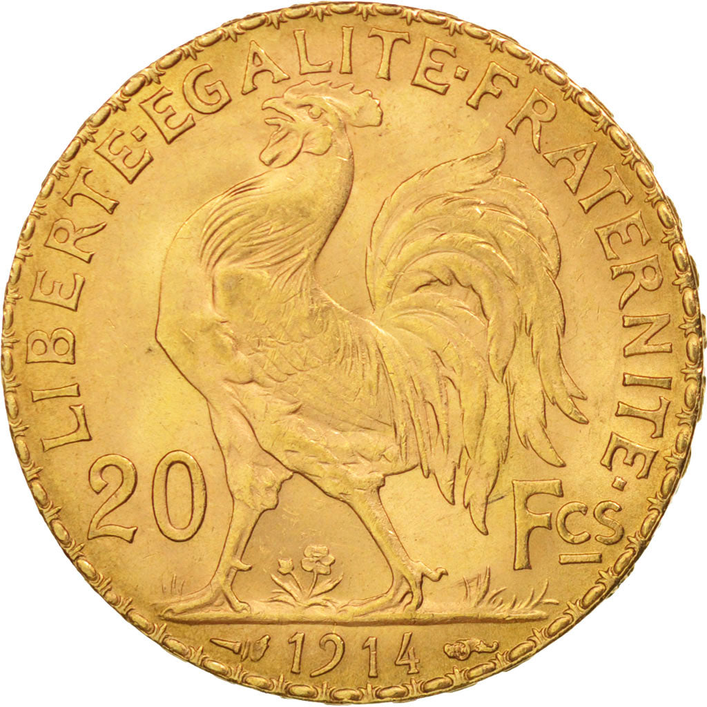 France, Marianne, 20 Francs, 1914, Paris, Gold, KM:857