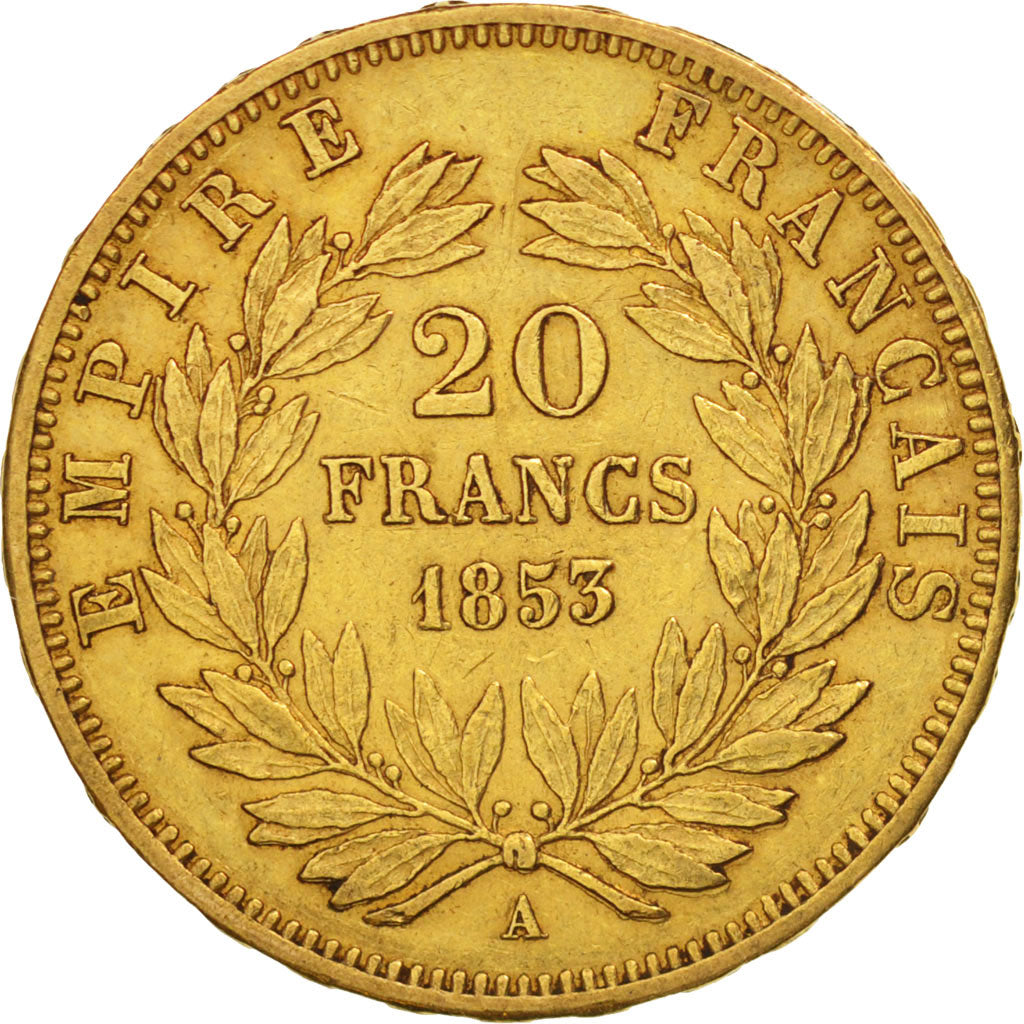France, Napoléon III, 20 Francs, 1853, Paris, Or, KM:781.1