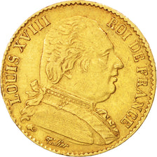France, Louis XVIII, 20 Francs, 1814, Paris, Gold, KM:706.1
