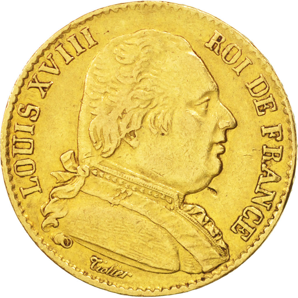 Coin, France, Louis XVIII, Louis XVIII, 20 Francs, 1815, Lille, EF(40-45), Gold