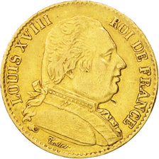 Coin, France, Louis XVIII, Louis XVIII, 20 Francs, 1815, Lille, EF(40-45), Gold