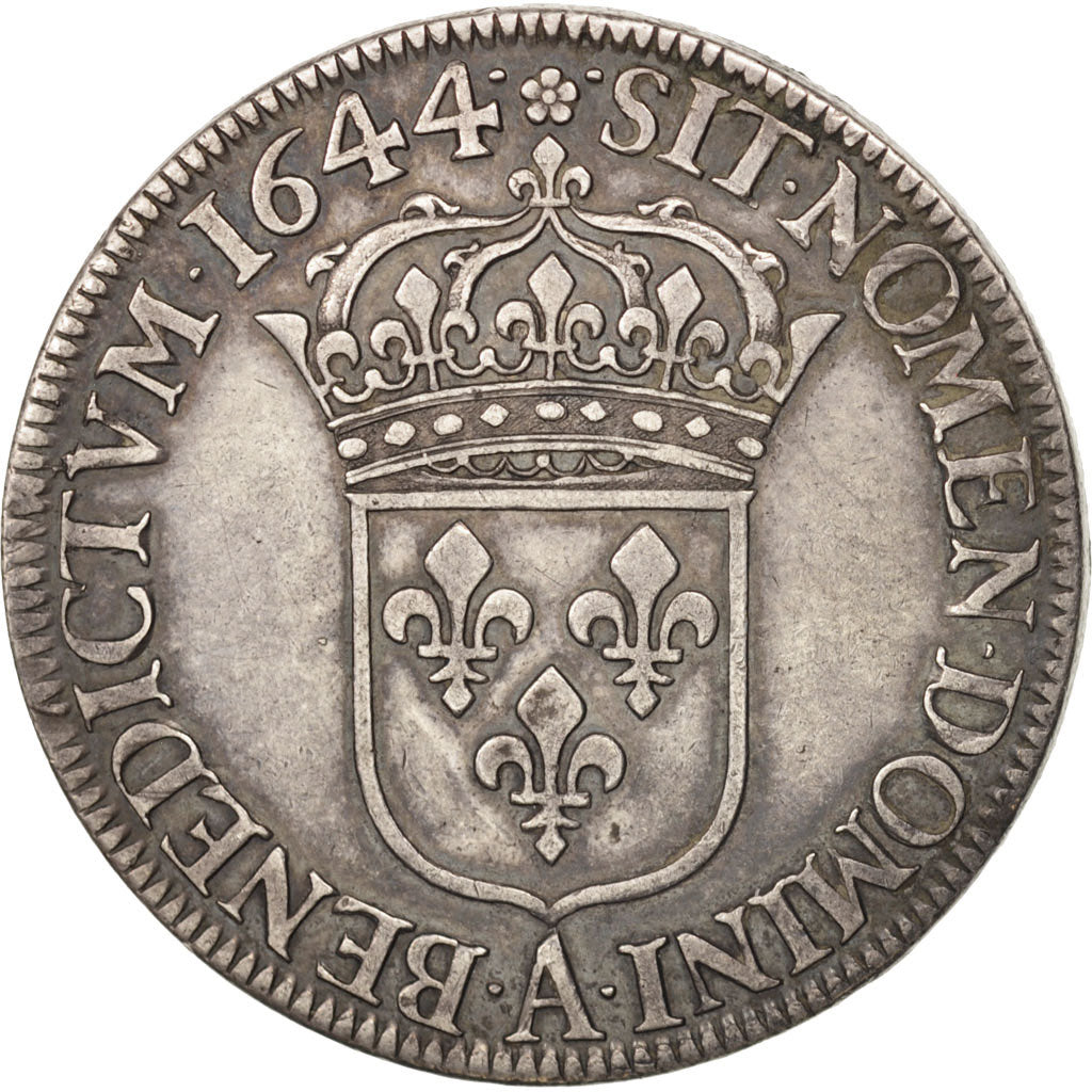 France, Louis XIV, Écu à la mèche courte, 1644, Paris, KM:144.2