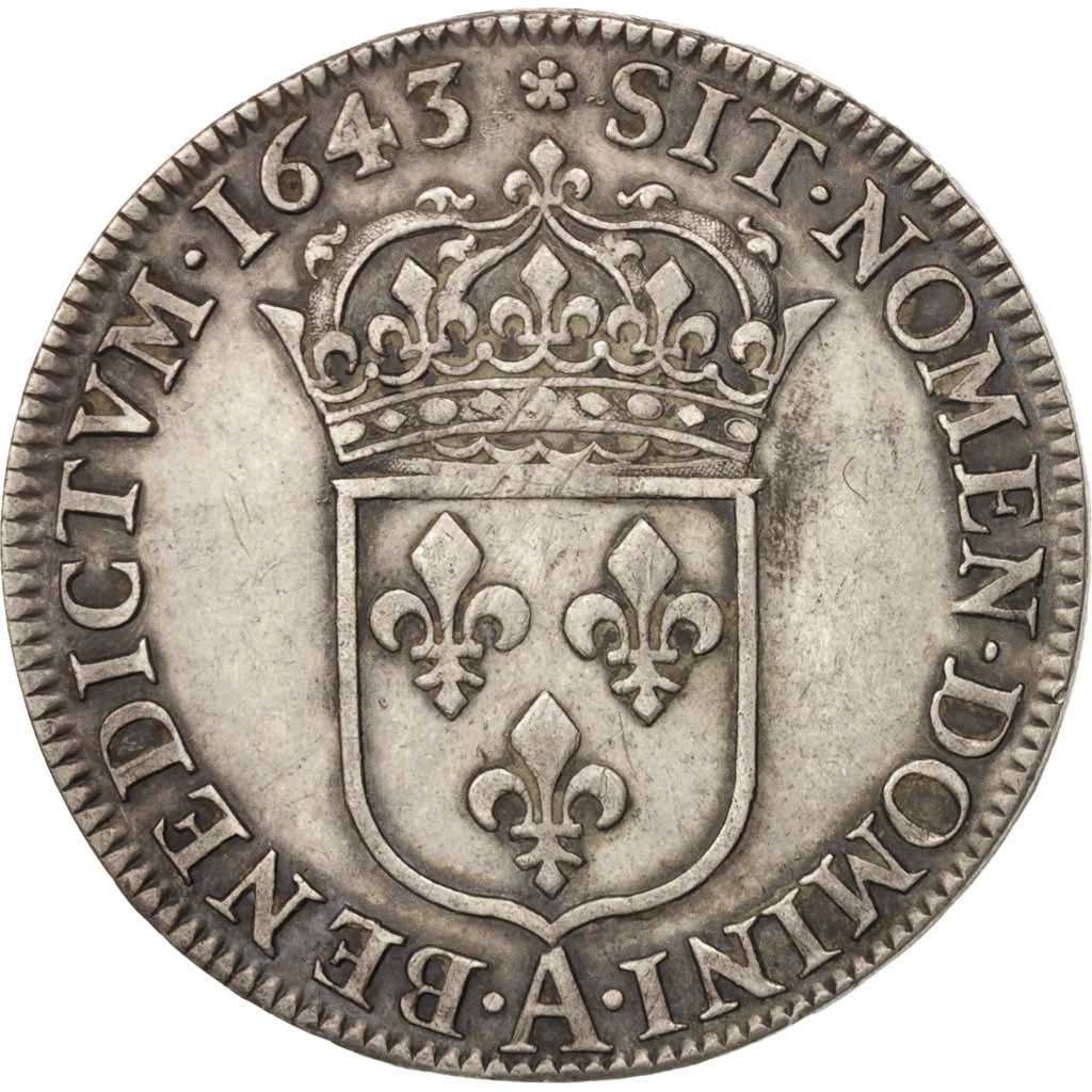 Coin, France, Louis XIII, 1/2 Écu, deuxième poinçon de Warin, 1/2 Ecu, 1643