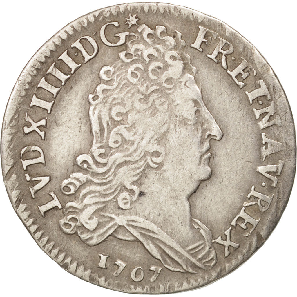 France, Louis XIV, 10 Sols aux insignes, 1707, Paris, KM:349.1