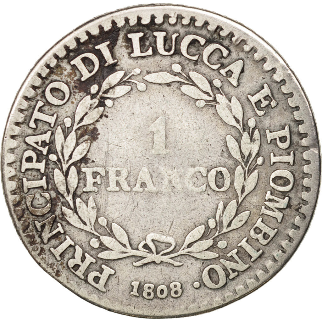 Coin, ITALIAN STATES, LUCCA, Franco, 1808, VF(20-25), Silver, KM:23